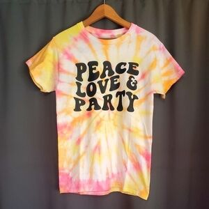 Peace Love And Party Festival Hippie Tie Dye Shirt Size XS
